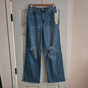 No Boundaries Medium Blue Wide Leg Distressed Jeans